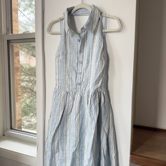 NWT Reformation Tace Linen Midi Dress Corsica Stripe Blue White 10 - Picture 12 of 15